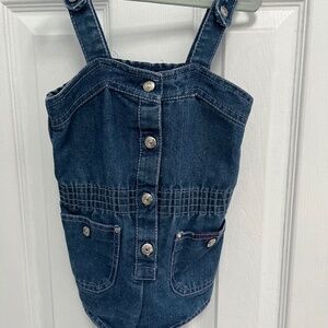 Vintage Calabash Jean denim button overall shorts 3T FLAWED